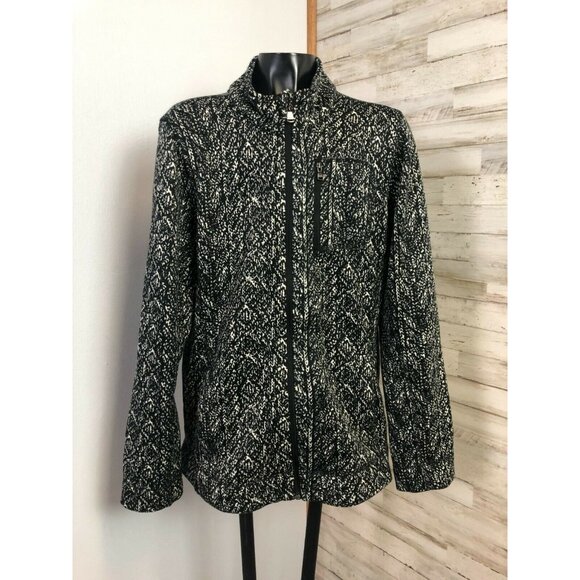 Marc New York Jackets & Blazers - Marc New York Womens M/M Lightweight Black & White Patterned Jacket With Zipper